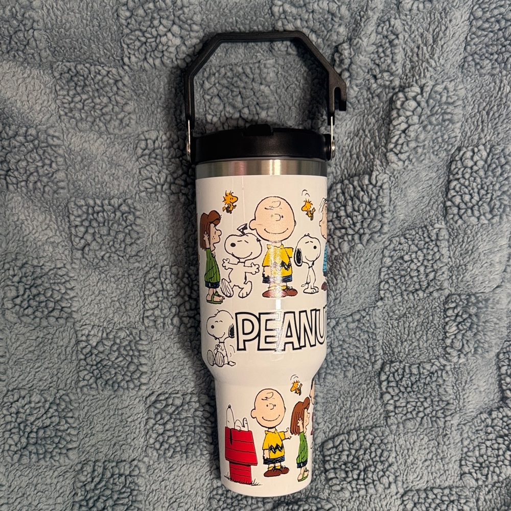 Peanuts White Travel Tumbler with Colorful Cartoon Characters